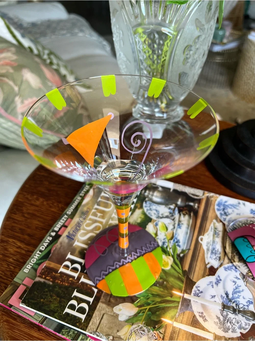 Set of 2 Lolita Love My Martini Glasses Hand Painted Cosmopolitan&Shopaholic Too